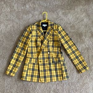 Free Assembly Yellow Plaid Long Blazer Jacket